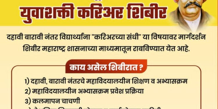 अभ्यासक्रम, शैक्षणिक कर्ज, शिष्यवृत्ती, योजना, रोजगार यांचे मार्गदर्शन मिळणार छत्रपती शाहू महाराज युवाशक्ती करिअर शिबिरात