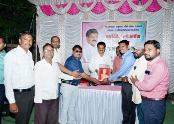 वाघ नगराच्या गोकुळ धाम सोसायटीत हाय मास्ट चे लोकार्पण